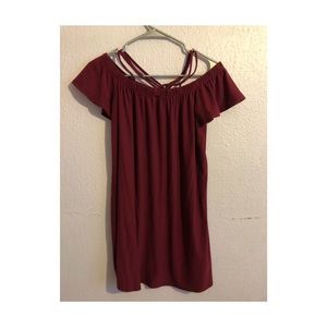 Maroon off the shoulder dress